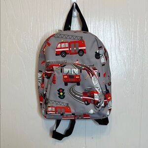 Kids Fire Truck Small Backpack - Gray and Red